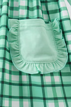 Green parade embroidery gingham dress