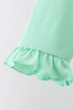 Green parade embroidery ruffle gingham pants set