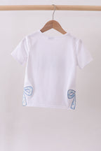 White MAMA bow applique mom&me top