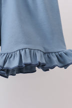 Blue plaid duck smocked ruffle shorts set