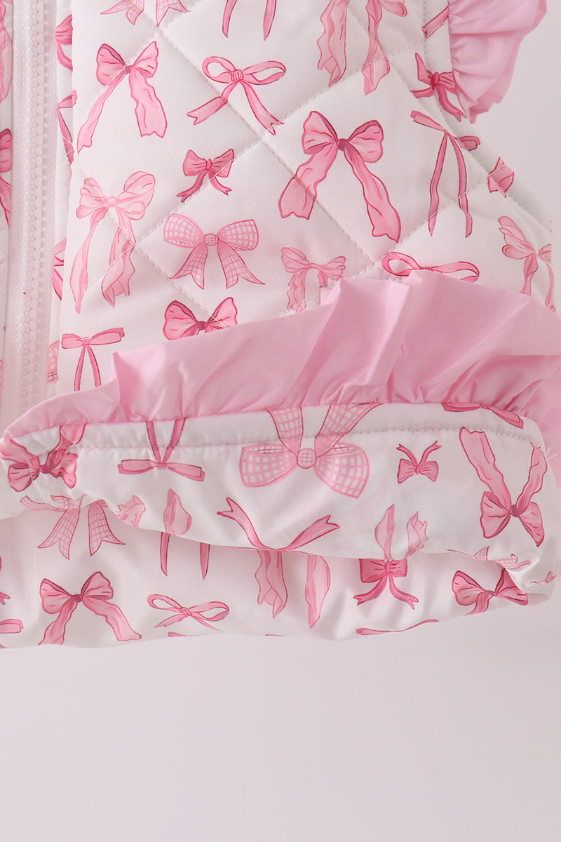 Pink bow ruffle vest