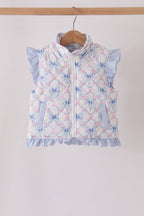 Sky floral bow ruffle vest
