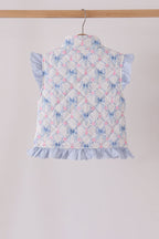 Sky floral bow ruffle vest