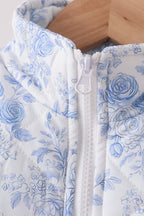 Blue floral ruffle vest