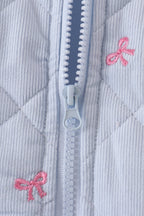 Blue corduroy bow embroidery ruffle vest