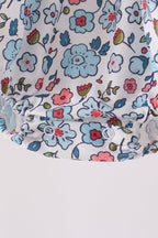 Blue floral smocked ruffle bubble