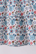 Blue floral smocked ruffle dress