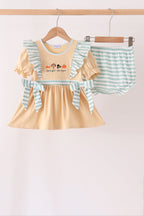 God is great god is good embroidery ruffle bloomer set