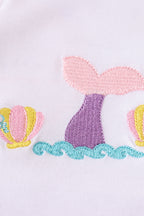 White mermaid embroidery cover up mom & me