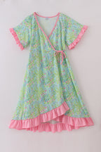 Meadow breeze print adult ruffle dress
