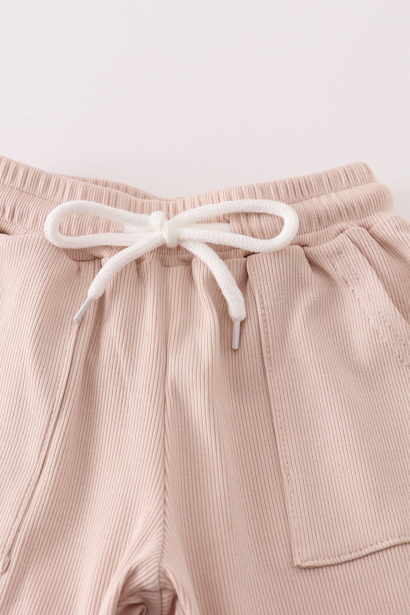Cream MINI french knot pants set