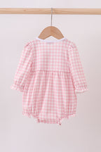 Pink plaid print turkey embroidery girl bubble