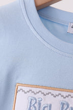 Blue big brother embroidery top
