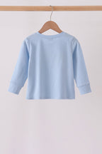 Blue big brother embroidery top