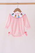 Pink Stripe Princess Embroidery Bubble