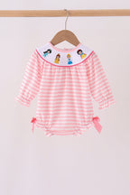 Pink Stripe Princess Embroidery Bubble