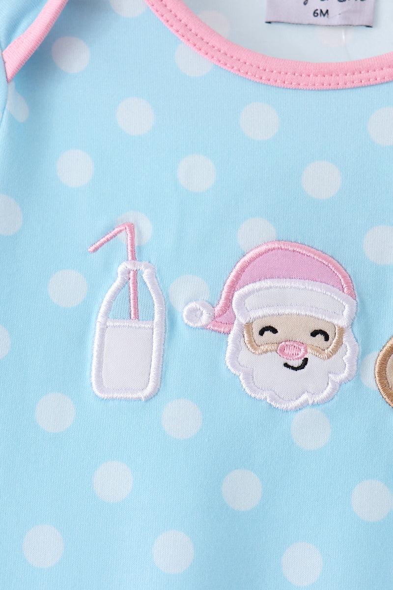 Blue Milk Santa Cookies Ruffle Romper