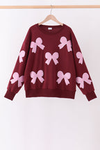 Wine bow sequin mom&me top