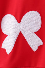 Red bow sequin mom&me top