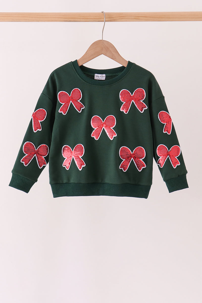Forest bow sequin mom&me top