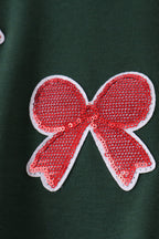 Forest bow sequin mom&me top