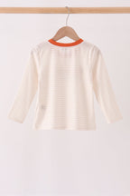 Cream turkey pumpkin embroidery top