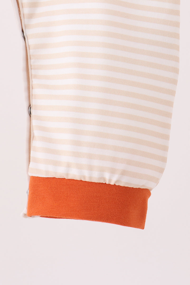 Cream turkey pumpkin embroidery romper