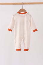 Cream turkey pumpkin embroidery romper