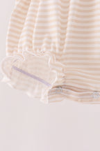 Cream turkey pumpkin embroidery bow bubble