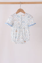 Blue pumpkin embroidery ruffle bubble