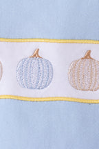 Blue pumpkin embroidery top