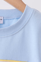 Blue pumpkin embroidery top