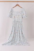Blue pumpkin ruffle mom dress