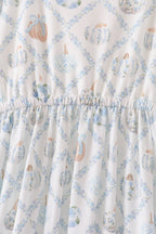 Blue pumpkin ruffle mom dress