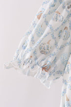 Blue pumpkin ruffle mom dress