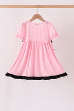 Pink ghost applique stripe dress