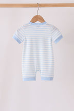 Blue stripe spider embroidery romper