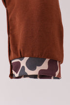 Brown camouflage hunting embroidery romper