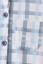 Blue plaid button down shirt