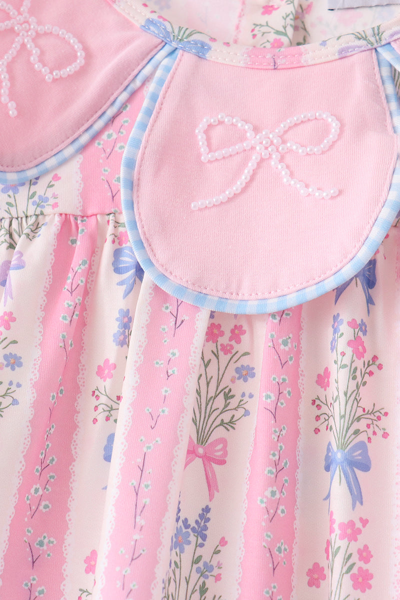 Pink Pearl Bow Floral Set