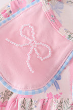 Pink Pearl Bow Floral Bloomer Set