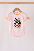 Pink cats Jack-O-Lantern applique bubble