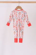 Coral gingerbread bamboo zipper romper