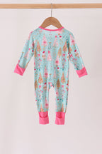 Green christmas tree bamboo zipper romper