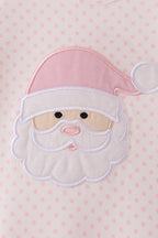 Pink santa claus dot applique ruffle romper