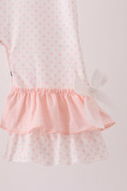 Pink santa claus dot applique ruffle romper