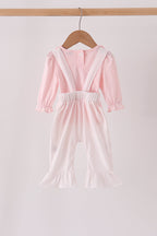 Pink santa claus dot applique ruffle 2pc set