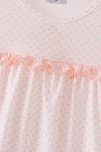 Pink santa claus dot applique ruffle dress
