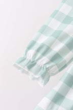 Sage Turkey Embroidery Gingham Ruffle Bloomer Set