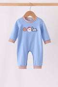 Blue Milk Cookies Embroidery Romper